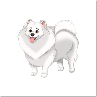 White Pomeranian Dog Posters and Art